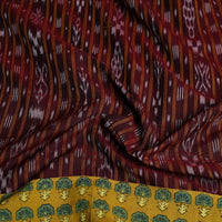 Maroon - Rangoli Cotton Sambalpuri Ikat Blouse Material 15