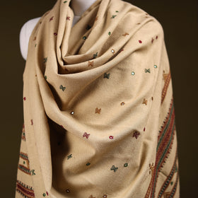 Kutch Bhujodi Handwoven Mirror Work Acrylic Wool Shawl 110