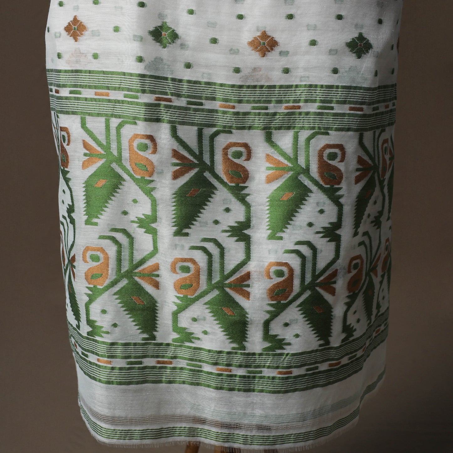 Phulia Jamdani Silk Cotton 2pc Unstitched Dress Material Kurta Set 23