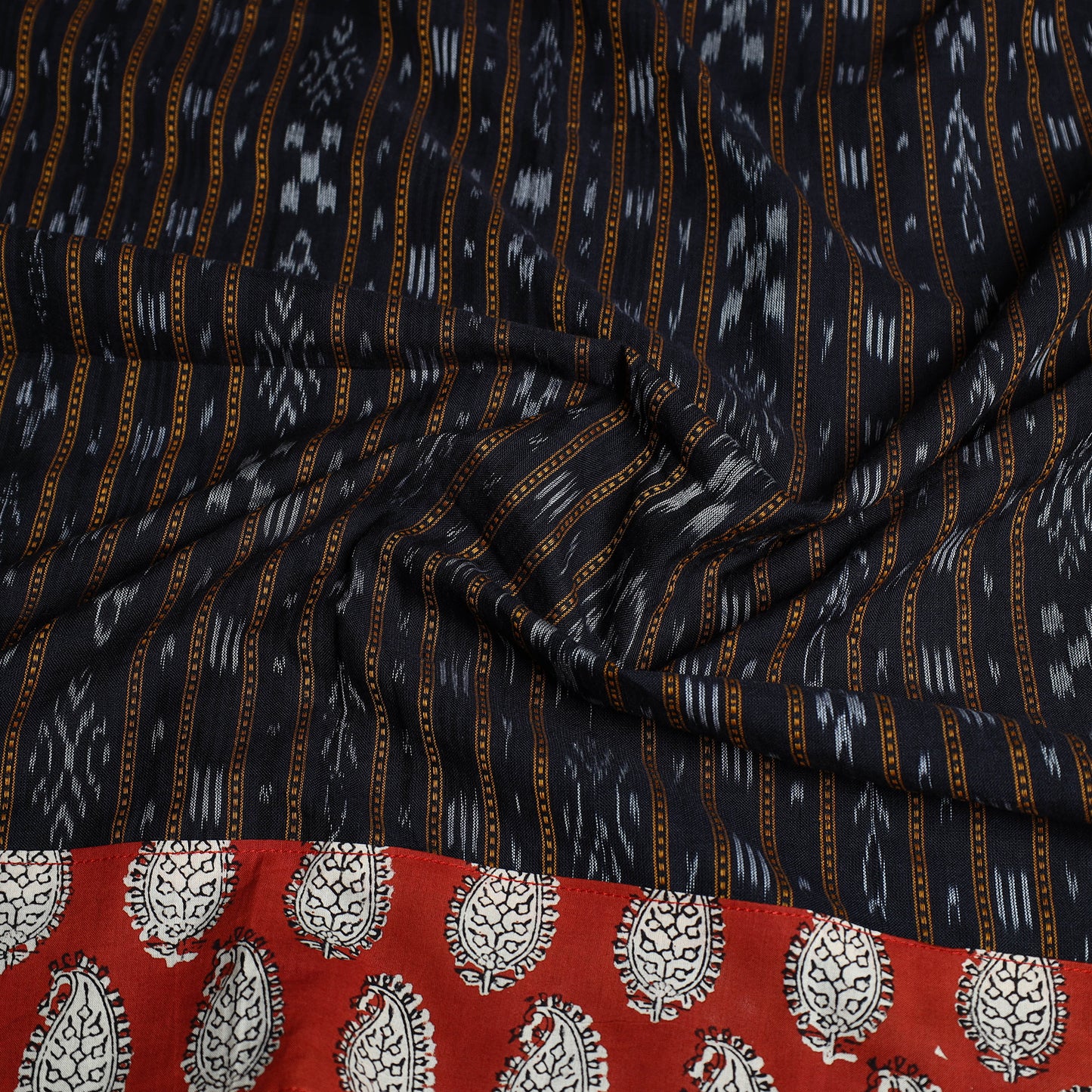 Black - Rangoli Cotton Sambalpuri Ikat Blouse Material 14