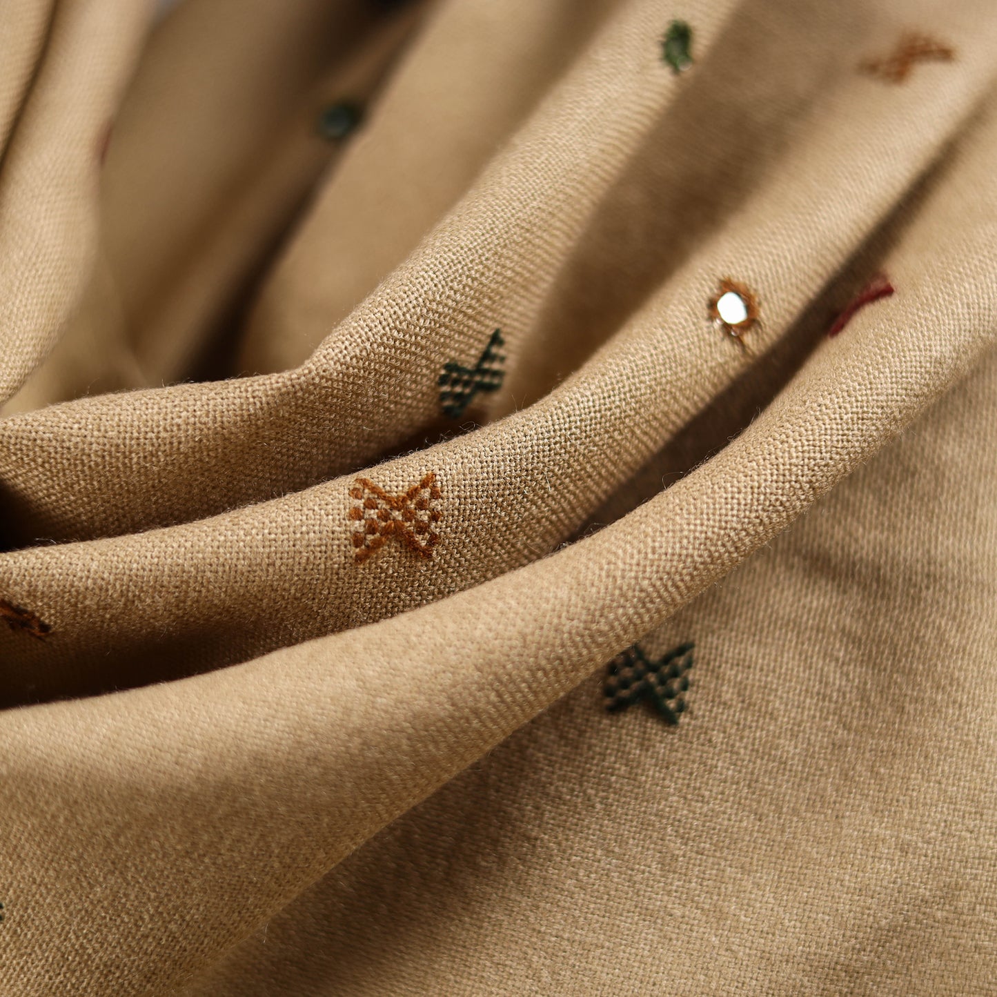 Kutch Bhujodi Handwoven Mirror Work Acrylic Wool Shawl 110