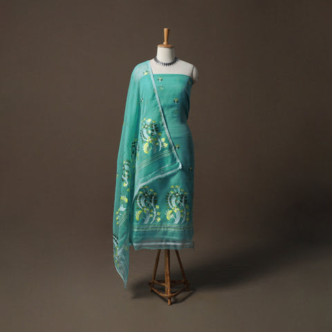 Phulia Jamdani Silk Cotton 2pc Unstitched Dress Material Kurta Set 24
