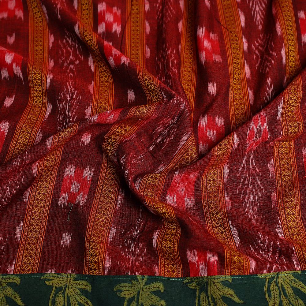 Maroon - Rangoli Cotton Sambalpuri Ikat Blouse Material 12