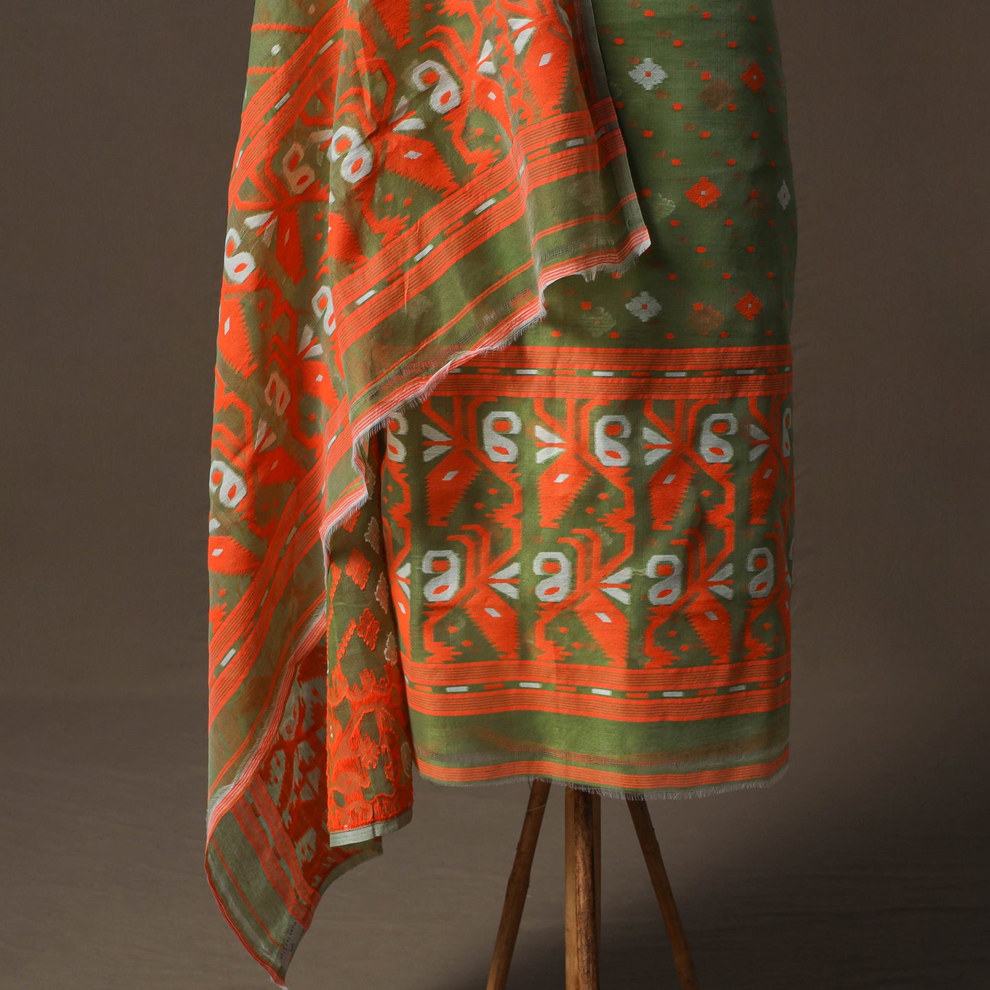 Phulia Jamdani Silk Cotton 2pc Unstitched Dress Material Kurta Set 25