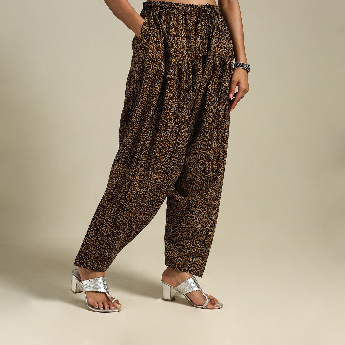 Brown Bagh Block Print Natural Dyed Cotton Salwar