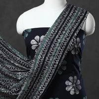 Blue - Kutch Print Cotton 3pc Batik Dress Material 91