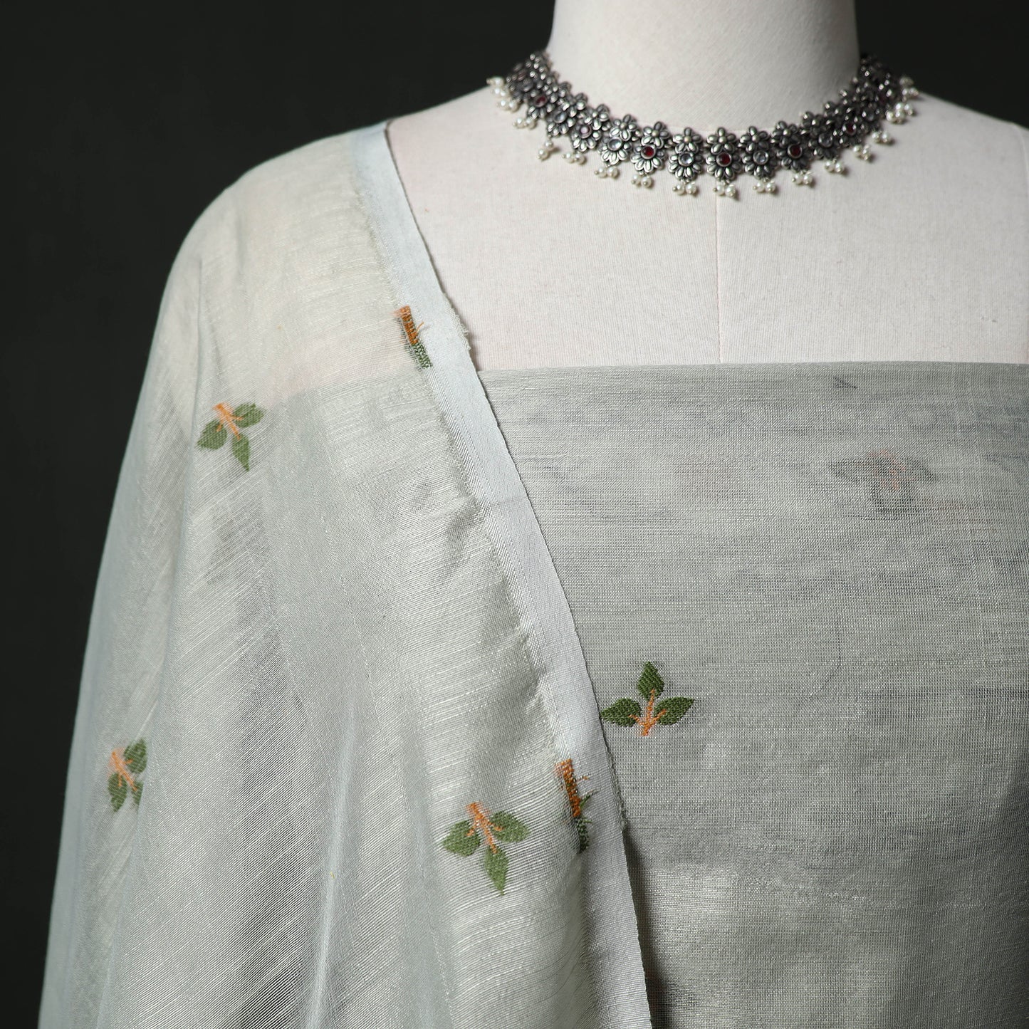 Jamdani Silk Cotton 2pc Unstitched Dress Material Kurta Set 14