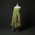 Green - Jamdani Silk Cotton 2pc Unstitched Dress Material Kurta Set 15
