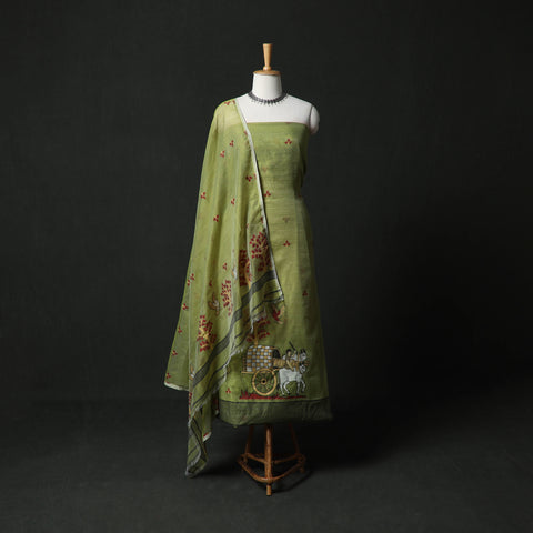 Jamdani Silk Cotton 2pc Unstitched Dress Material Kurta Set 15