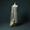 Beige - Ajrakh Hand Block Print Chanderi Silk Natural Dyed 2pc Unstitched Dress Material Kurta Set 05