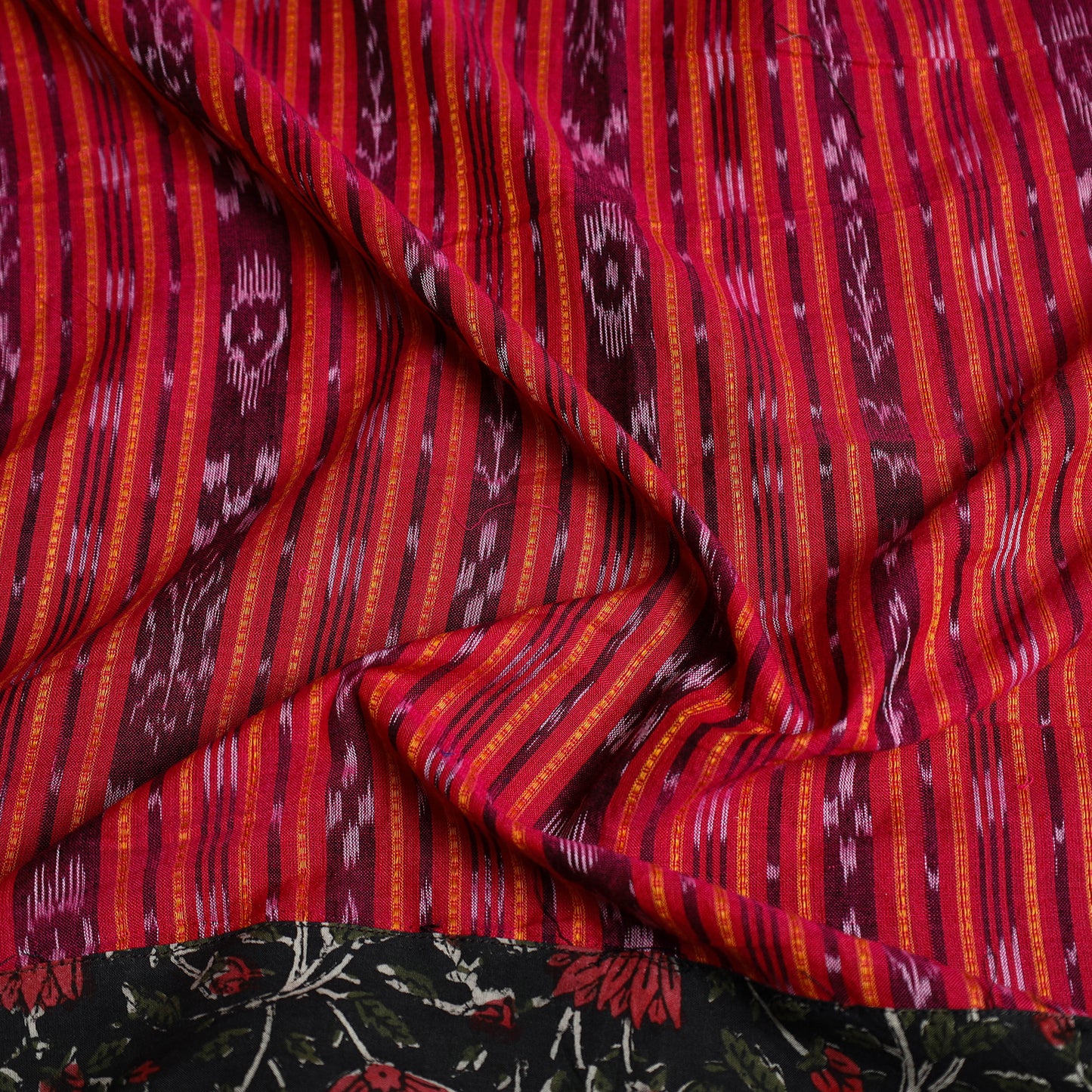 Red - Rangoli Cotton Sambalpuri Ikat Blouse Material 23