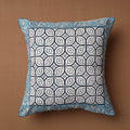 Blue Block Print Cotton Sanganeri Cushion Cover