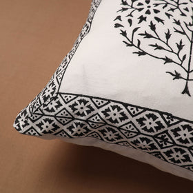 Buy White Block Print Cotton Sanganeri Cushion Cover