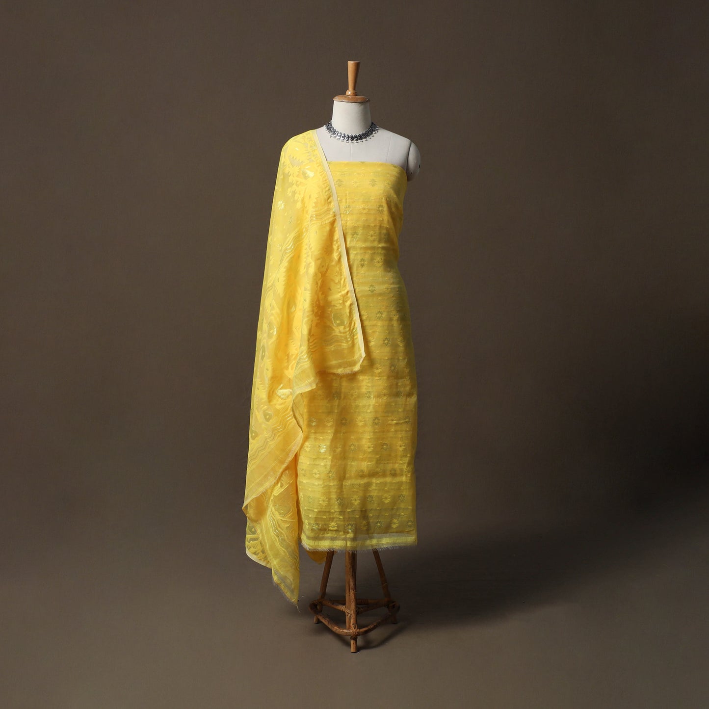 Phulia Jamdani Silk Cotton 2pc Unstitched Dress Material Kurta Set 29