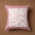 Pink Block Print Cotton Sanganeri Cushion Cover