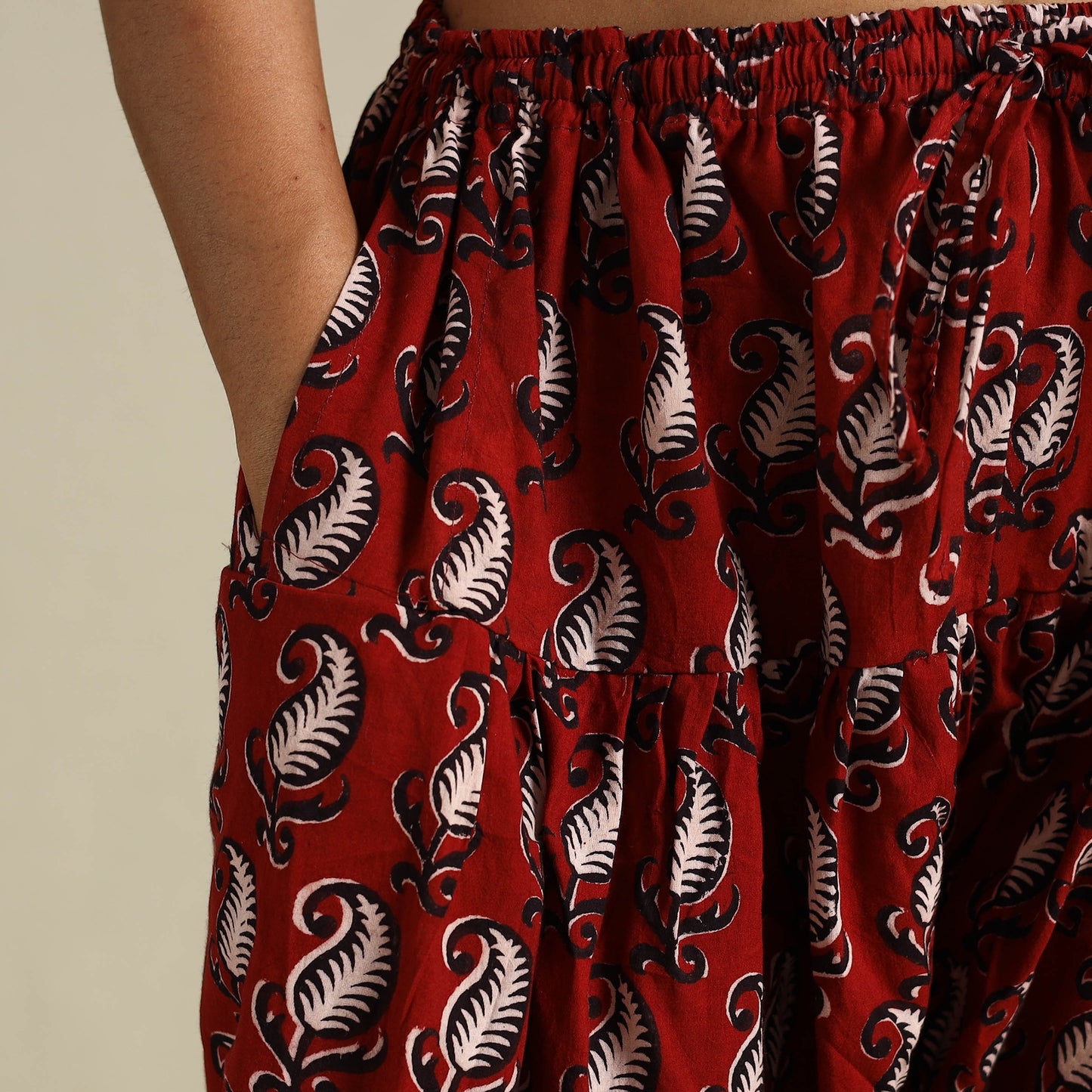 Red Bagh Block Print Natural Dyed Cotton Salwar