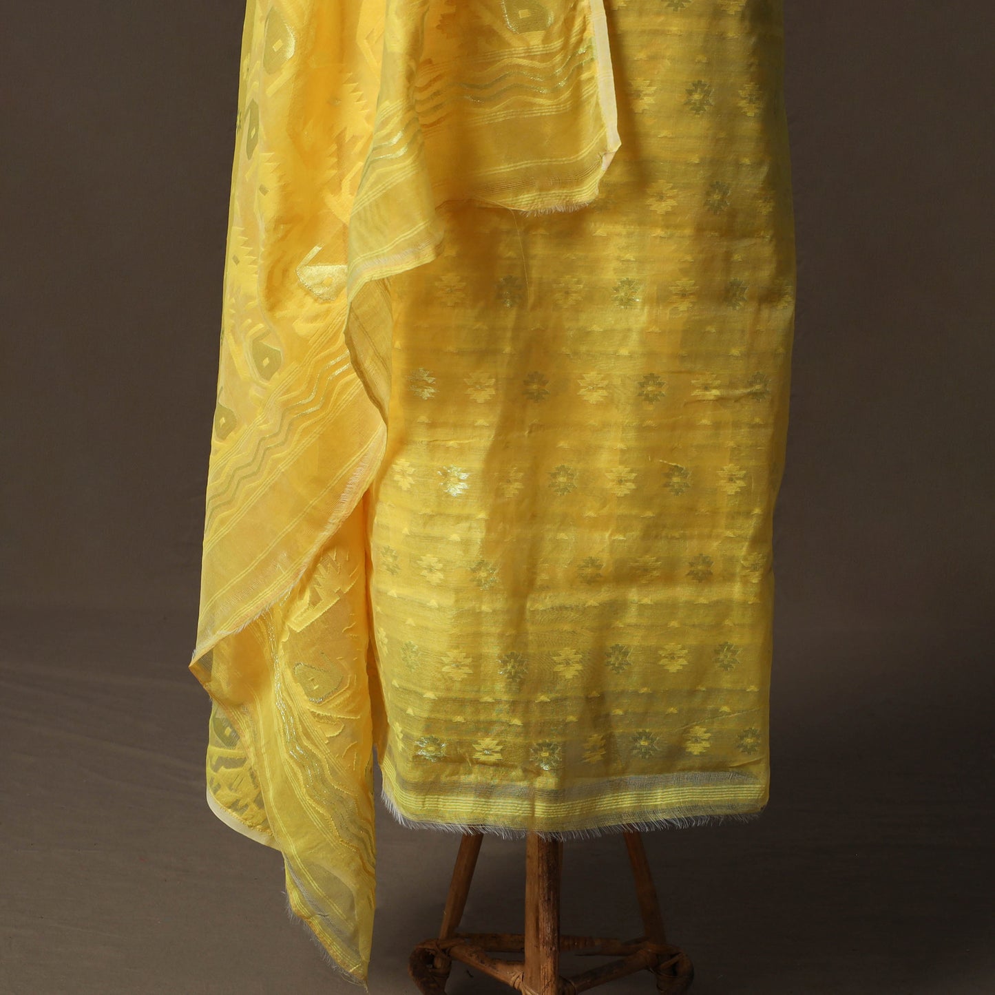 Phulia Jamdani Silk Cotton 2pc Unstitched Dress Material Kurta Set 29
