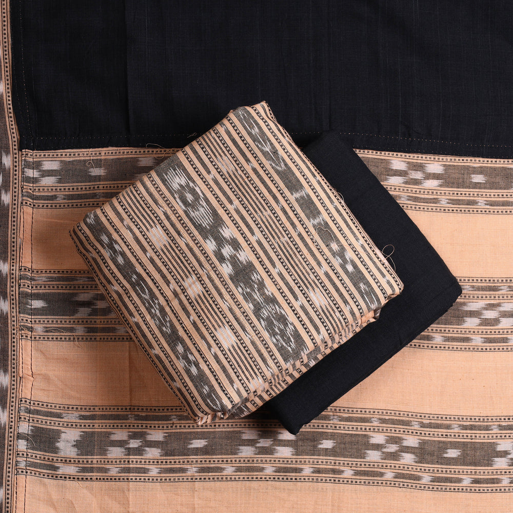 Peach - 3pc Ikat Cotton Handloom Sambalpuri Dress Material 21