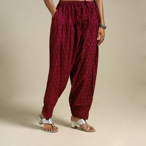 Maroon Bagh Block Print Natural Dyed Cotton Salwar