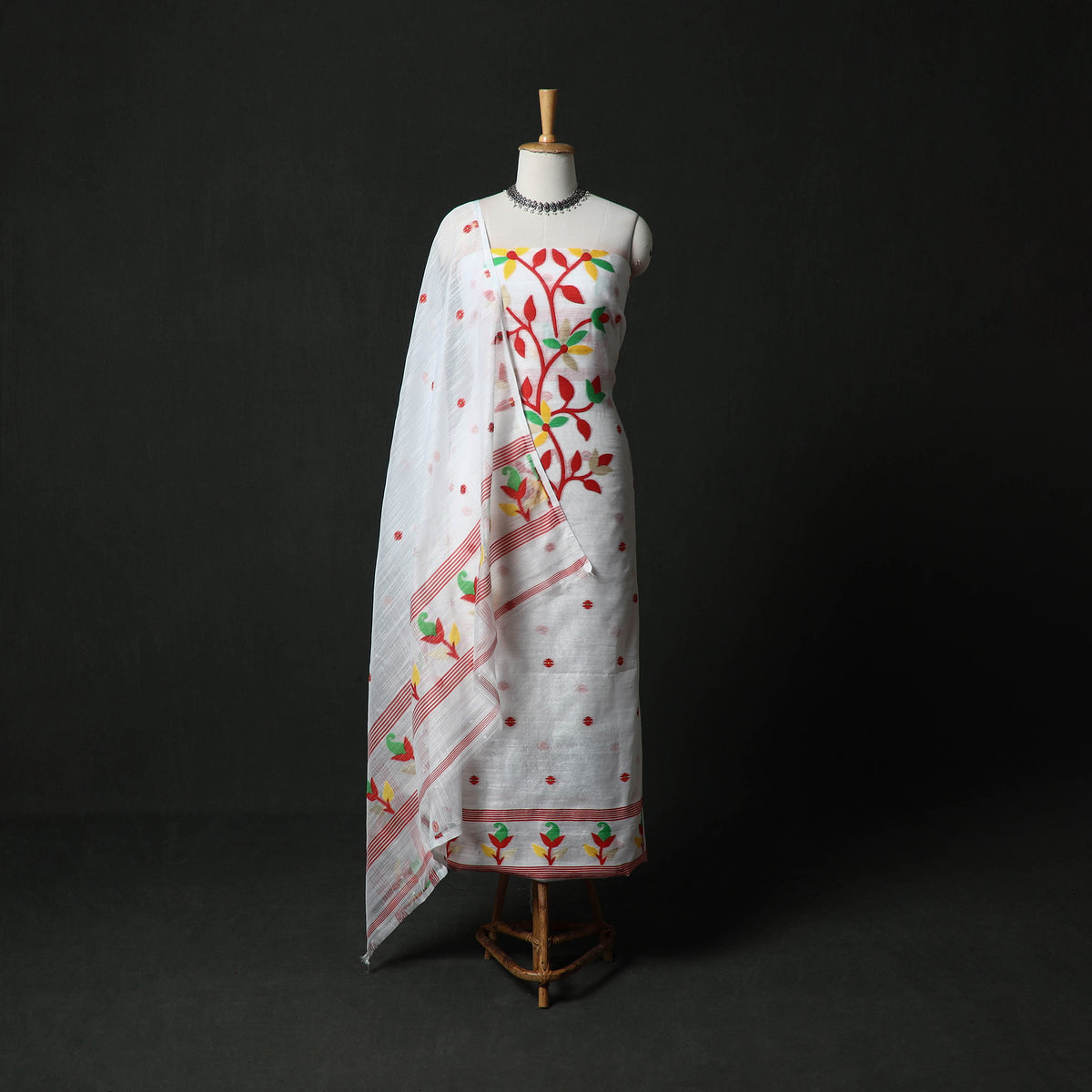 Jamdani Silk Cotton 2pc Unstitched Dress Material Kurta Set 19