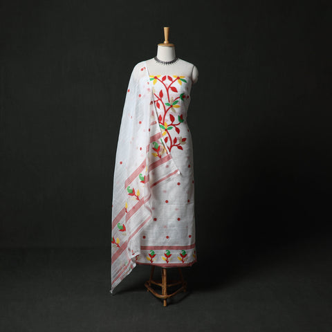Jamdani Silk Cotton 2pc Unstitched Dress Material Kurta Set 19