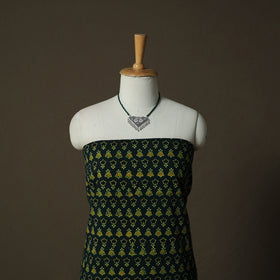 Ajrakh Hand Block Print Natural Dyed 2pc Cotton Unstitched Dress Material Kurta Set with Jewellery 10