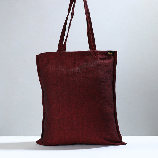 Maroon - Jhiri Pure Handloom Cotton Jhola Bag 31