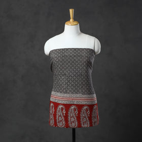  Black Natural Dyed Cotton Bagh Print Kurta Material