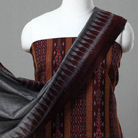 Maroon - 3pc Ikat Cotton Handloom Sambalpuri Dress Material 25