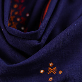 Blue - Kutch Bhujodi Handwoven Mirror Work Acrylic Wool Shawl 116