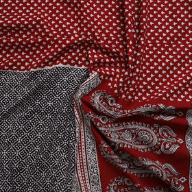  Black Natural Dyed Cotton Bagh Print Kurta Material