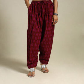 Maroon Bagh Block Print Natural Dyed Cotton Salwar