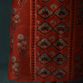 Red - Ajrakh Hand Block Print Chanderi Silk Natural Dyed 2pc Unstitched Dress Material Kurta Set 09