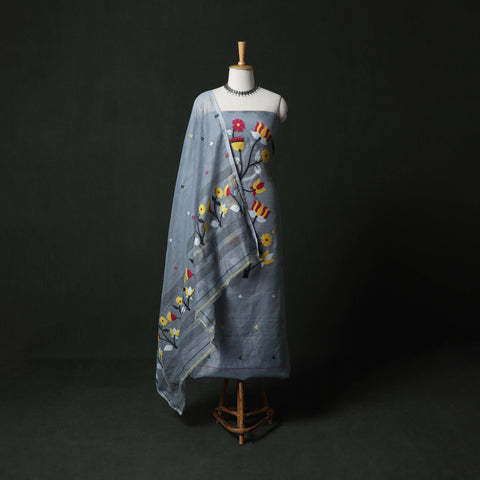 Jamdani Silk Cotton 2pc Unstitched Dress Material Kurta Set 21