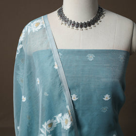 Phulia Jamdani Silk Cotton 2pc Unstitched Dress Material Kurta Set 33