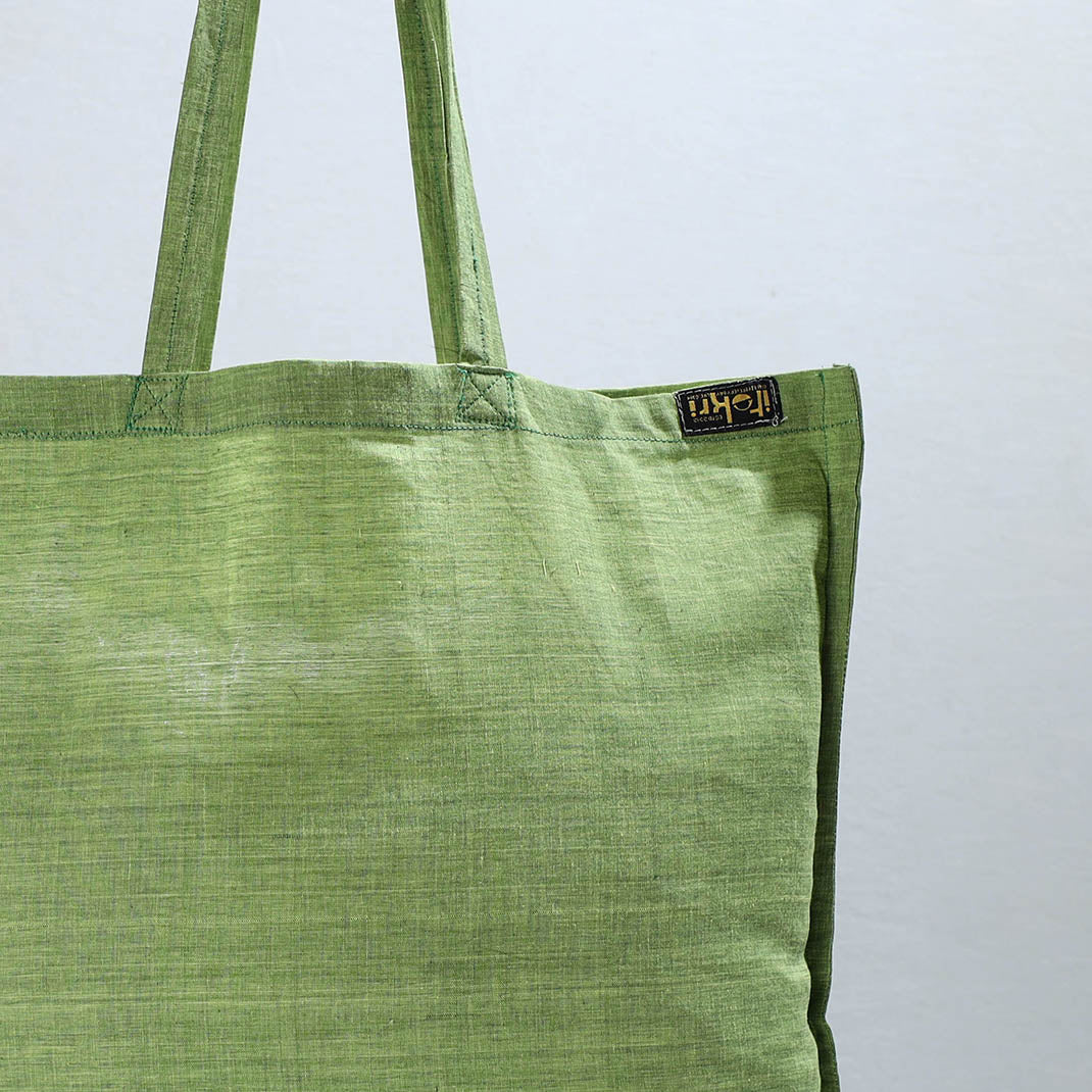 Green - Jhiri Pure Handloom Cotton Jhola Bag 40