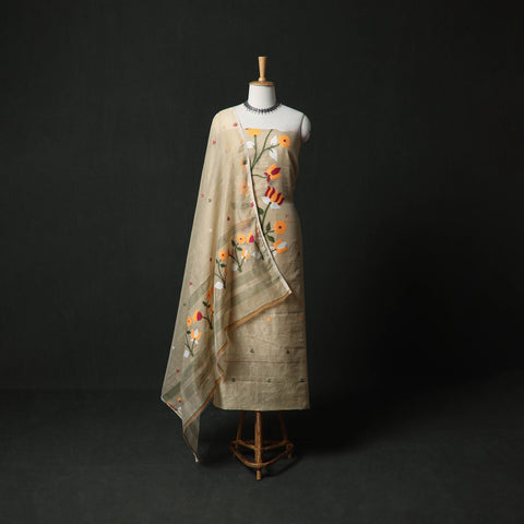 Jamdani Silk Cotton 2pc Unstitched Dress Material Kurta Set 22