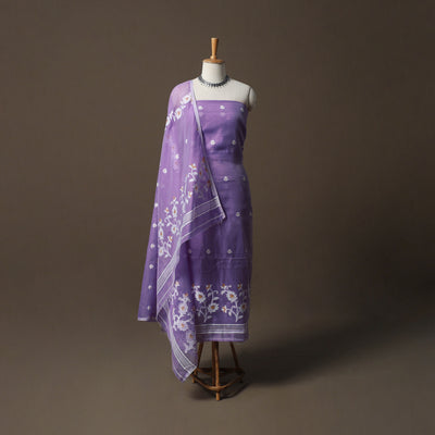 Phulia Jamdani Silk Cotton 2pc Unstitched Dress Material Kurta Set 34