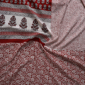  Red Natural Dyed Cotton Bagh Print Kurta Material
