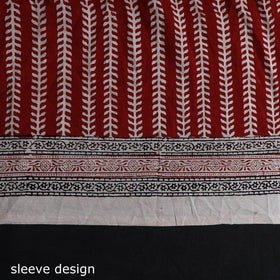  Red Natural Dyed Cotton Bagh Print Kurta Material