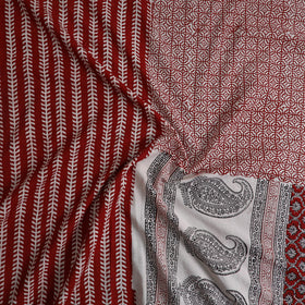  Red Natural Dyed Cotton Bagh Print Kurta Material