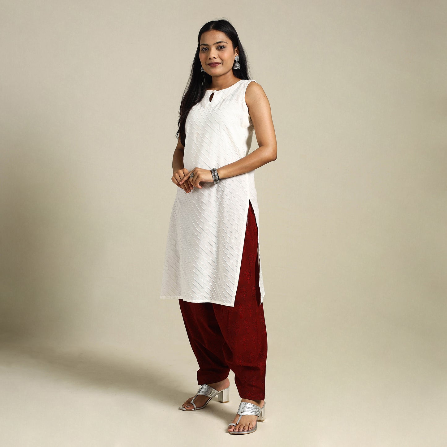 Maroon Bagh Block Print Natural Dyed Cotton Salwar