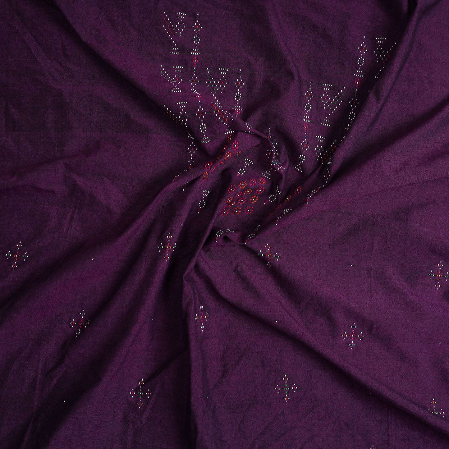 Purple - Handwoven Cotton Tangaliya Kurta Material 02