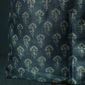 Blue - Ajrakh Natural Dyed Hand Block Print Handloom Tussar Silk 2pc Unstitched Dress Material Kurta Set 12