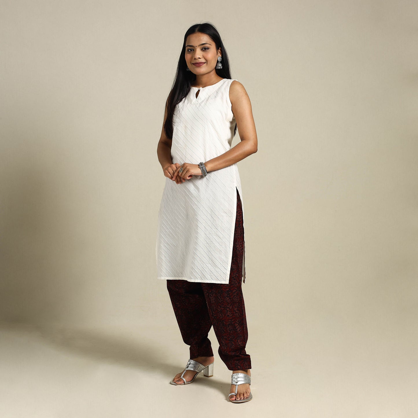 Brown - bagh natural dyed cotton salwar 07 - handcrafted