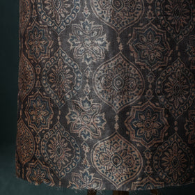 Brown - Ajrakh Natural Dyed Hand Block Print Handloom Tussar Silk 2pc Unstitched Dress Material Kurta Set 13