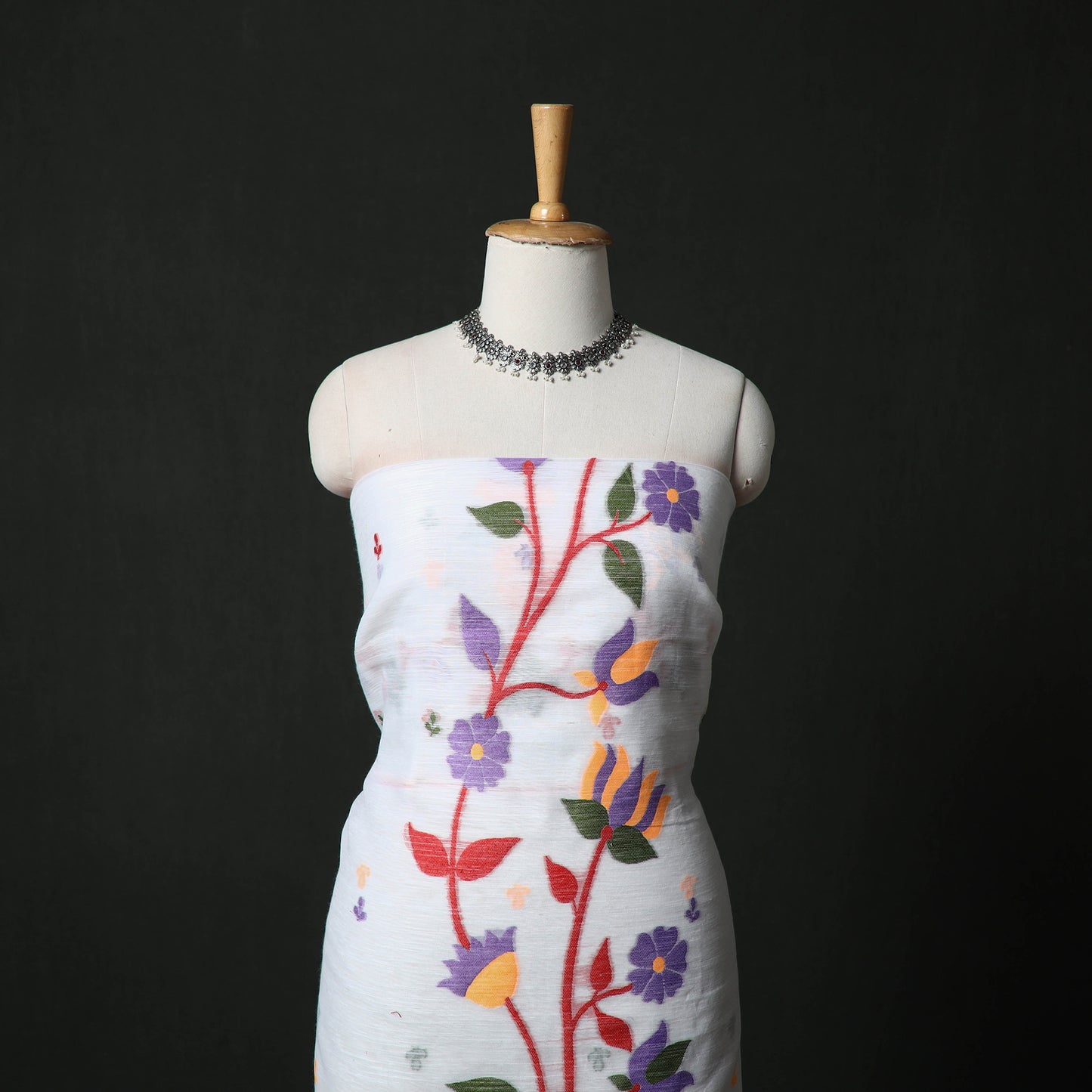 Jamdani Silk Cotton 2pc Unstitched Dress Material Kurta Set 23