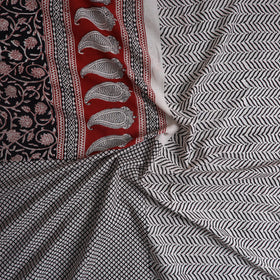  Black Natural Dyed Cotton Bagh Print Kurta Material