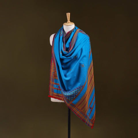 Kutch Bhujodi Handwoven Mirror Work Acrylic Wool Shawl 120