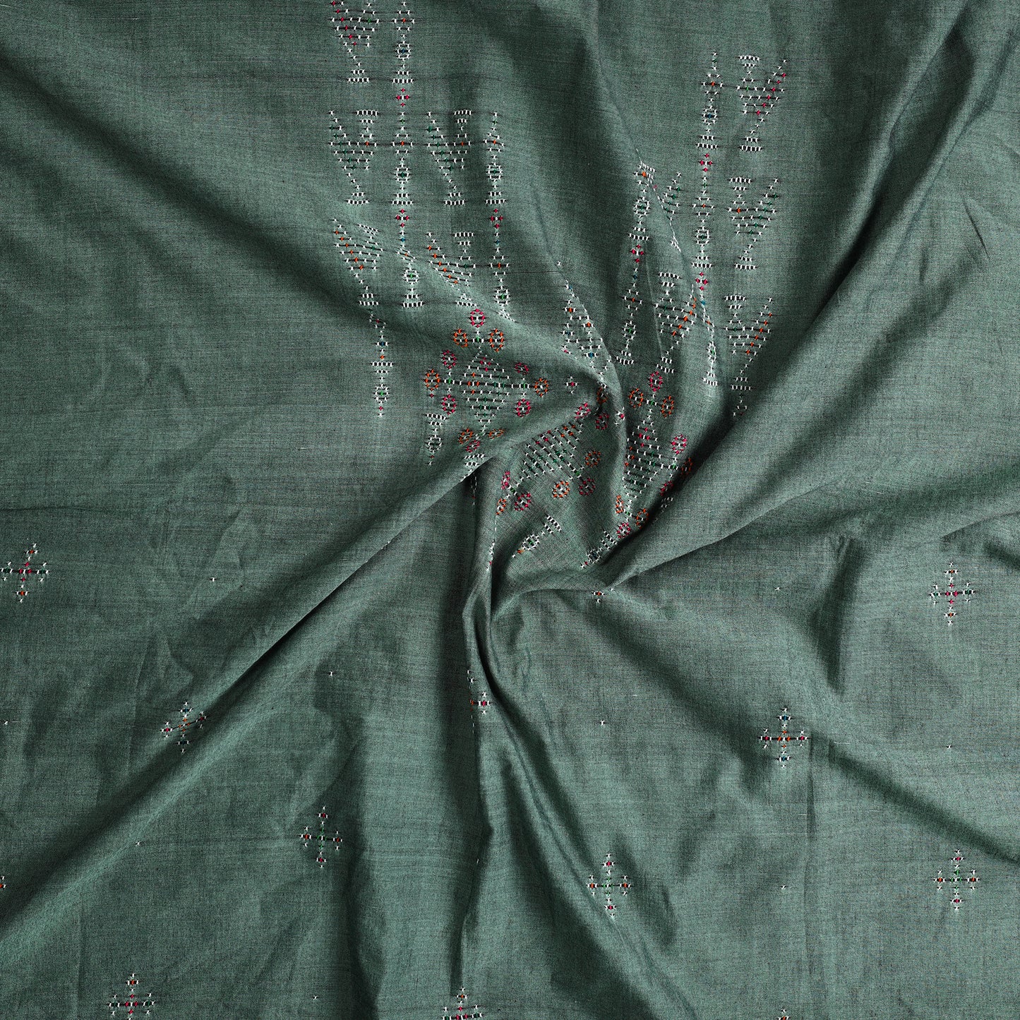 Green - Handwoven Cotton Tangaliya Kurta Material 04